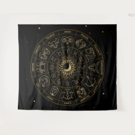 〔占星術の〕十二宮図シンボルホイール タペストリー