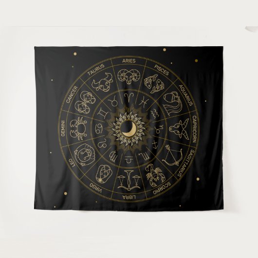 〔占星術の〕十二宮図シンボルホイール タペストリー (正面(横))