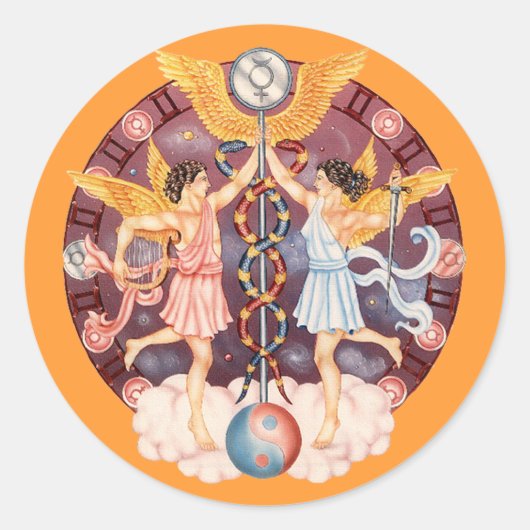 〔占星術の〕十二宮図ジェミカスタマイズニ – それ! ラウンドシール (正面)