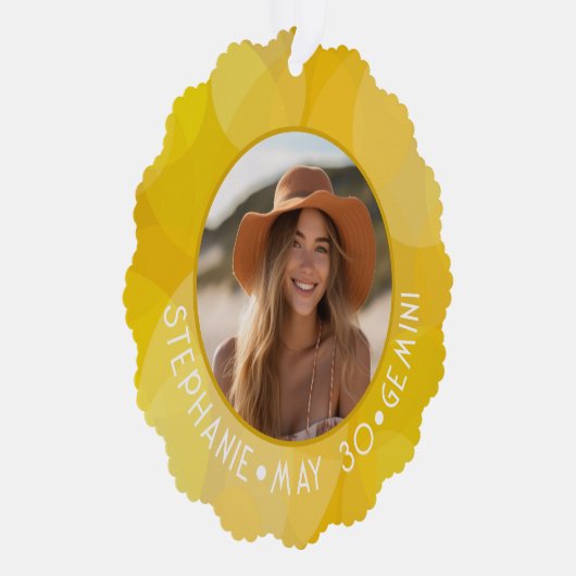 〔占星術の〕十二宮図ジェミカスタムニ誕生日写真占星術 オーナメントカード (右)