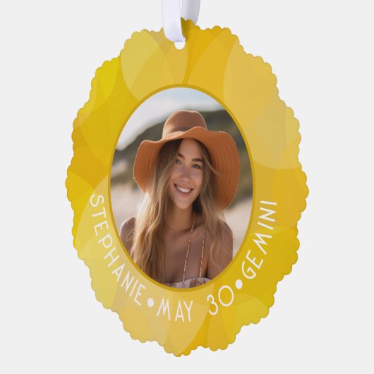 〔占星術の〕十二宮図ジェミカスタムニ誕生日写真占星術 オーナメントカード (左)