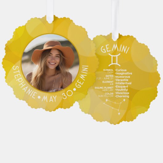 〔占星術の〕十二宮図ジェミカスタムニ誕生日写真占星術 オーナメントカード (正面/裏面)