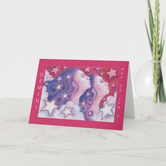 〔占星術の〕十二宮図ジェミニ'ハッピーバースデー'グリーティングカード カード (正面)