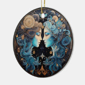 〔占星術の〕十二宮図ジェミニパーソナライズされたアストロロジーオーナメント セラミックオーナメント (左)