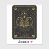 〔占星術の〕十二宮図ジェミニ占星術のブラック&金ゴールドステッカー シール (シート)