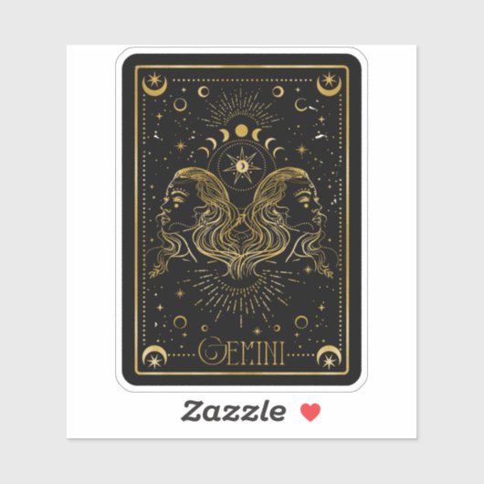 〔占星術の〕十二宮図ジェミニ占星術のブラック&金ゴールドステッカー シール (シート)