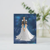 〔占星術の〕十二宮図ジェミニ女神の青の天空宇宙 ポストカード (スタンド正面)