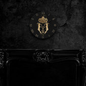 〔占星術の〕十二宮図ジェミニ |宇宙金ゴールドと黒星占星術La ラウンド壁時計