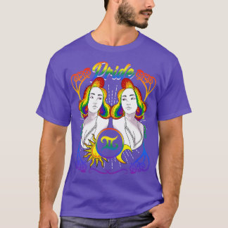 〔占星術の〕十二宮図ジェミニLGBTQプライド Tシャツ