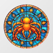 〔占星術の〕十二宮図ステンドグラスフェイクが付着するがん徴候 ウィンドウサイン (シート)