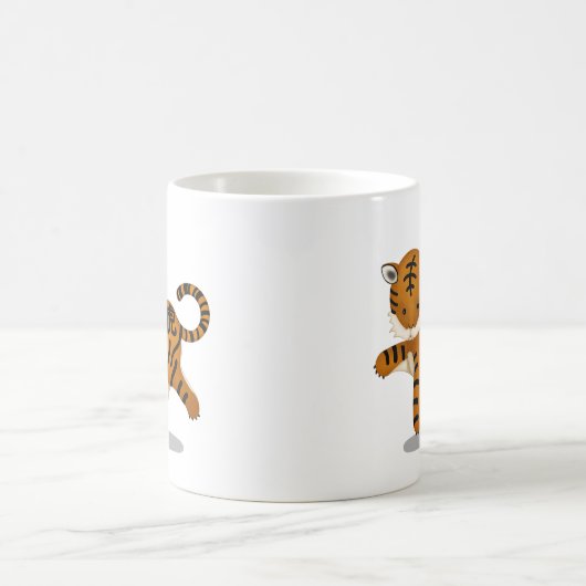 〔占星術の〕十二宮図タイガー中国のキュート星座 コーヒーマグカップ (中央)