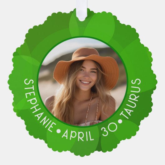 〔占星術の〕十二宮図タウラスカスタム誕生日写真占星術 オーナメントカード (正面)