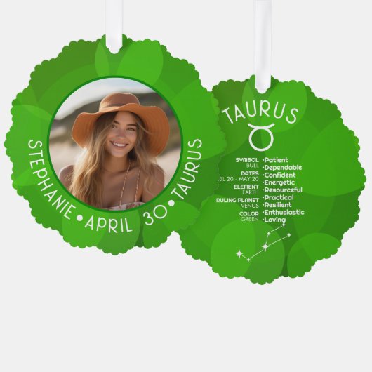 〔占星術の〕十二宮図タウラスカスタム誕生日写真占星術 オーナメントカード (正面/裏面)