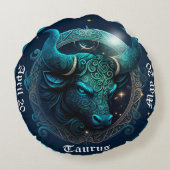 〔占星術の〕十二宮図タウラスデイテッド円枕 ラウンドクッション (裏面)