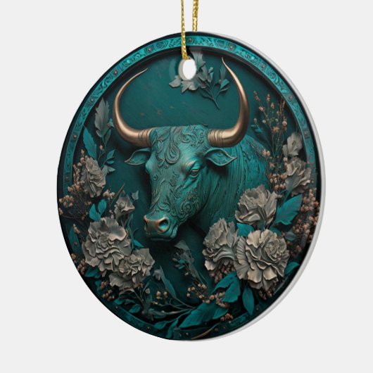 〔占星術の〕十二宮図タウラスメタルアート セラミックオーナメント (左)