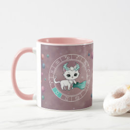 〔占星術の〕十二宮図タウロスかわいいキャットホイール星占い マグカップ