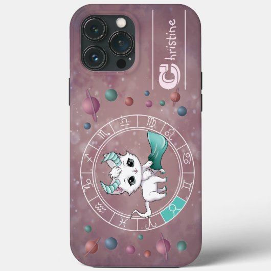〔占星術の〕十二宮図タウロスかわいいキャットホイール星占い Case-Mate iPhoneケース (裏面)