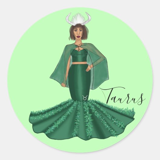 〔占星術の〕十二宮図タウロスの女神と角 ラウンドシール (正面)