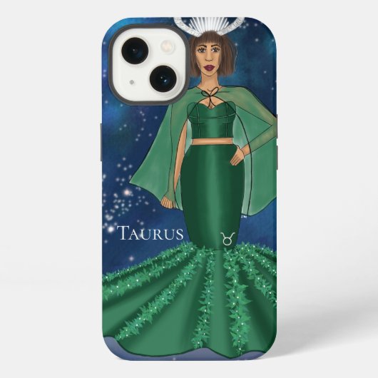 〔占星術の〕十二宮図タウロス女神インシテリア銀河系宇宙 iPhoneケース (裏面)