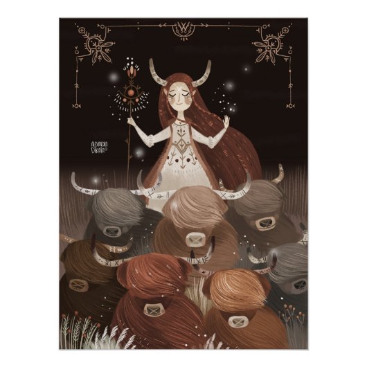 〔占星術の〕十二宮図タウロスbyアレクサンドラ・ディカイア・ポスター ポスター (正面)