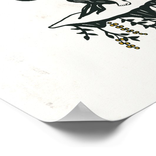 〔占星術の〕十二宮図トイルアートと女性と天秤座はかりで測 ポスター (角)