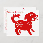 〔占星術の〕十二宮図ド中国のッグ切り紙イラストレーション 招待状 (正面/裏面)