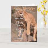 〔占星術の〕十二宮図ハッピーバースデーカード – レオ カード (黄色い花)