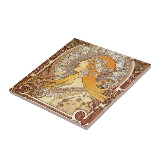 〔占星術の〕十二宮図バイアルフォンスミュシャ タイル (側面)