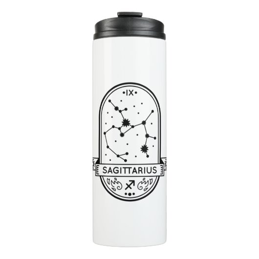 〔占星術の〕十二宮図バッジ星座射手座ストローク タンブラー (正面)