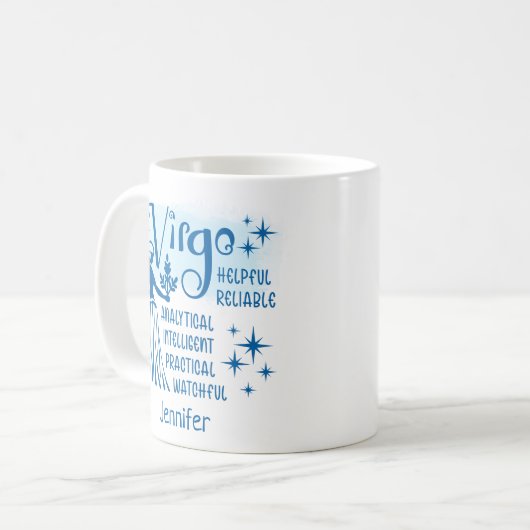 〔占星術の〕十二宮図パーソナライズされた《星座》乙女座形質占星術 コーヒーマグカップ (正面左)