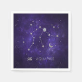 〔占星術の〕十二宮図パープルアクエリアス |占星術占星術 スタンダードカクテルナプキン (正面)