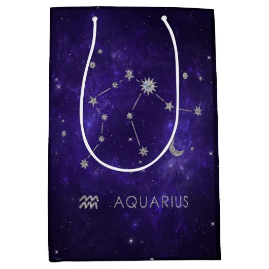 〔占星術の〕十二宮図パープルアクエリアス |占星術占星術 ミディアムペーパーバッグ (正面)