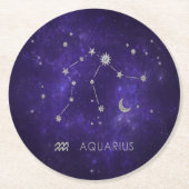 〔占星術の〕十二宮図パープルアクエリアス |占星術占星術 ラウンドペーパーコースター (正面)