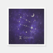 〔占星術の〕十二宮図パープルジェミニ |宇宙占星術占星術 スタンダードカクテルナプキン (正面)