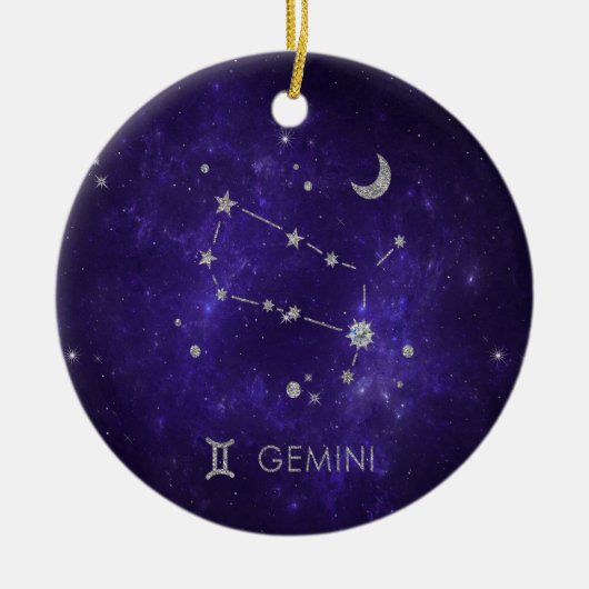 〔占星術の〕十二宮図パープルジェミニ |宇宙占星術占星術 セラミックオーナメント (正面)