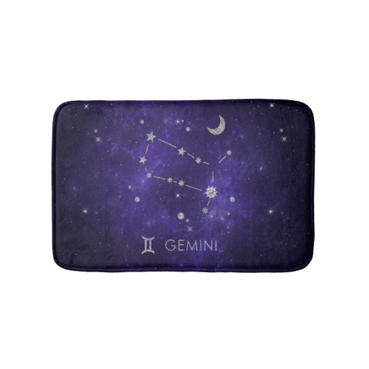〔占星術の〕十二宮図パープルジェミニ |宇宙占星術占星術 バスマット (正面)