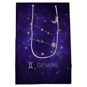 〔占星術の〕十二宮図パープルジェミニ |宇宙占星術占星術 ミディアムペーパーバッグ (裏面)