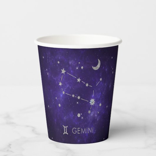 〔占星術の〕十二宮図パープルジェミニ |宇宙占星術占星術 紙コップ (裏面)
