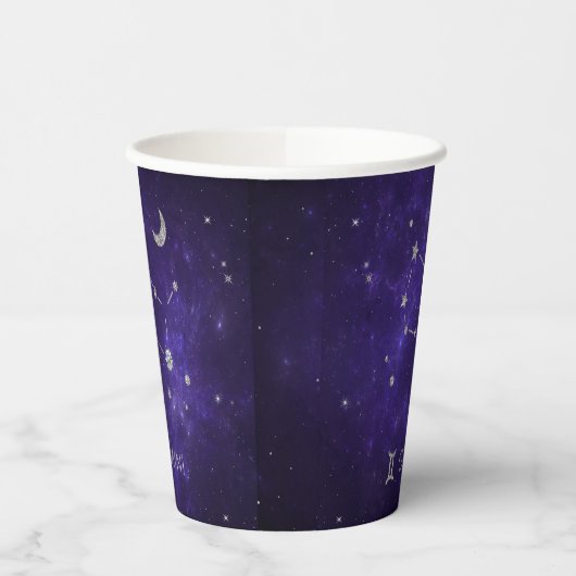 〔占星術の〕十二宮図パープルジェミニ |宇宙占星術占星術 紙コップ (左)