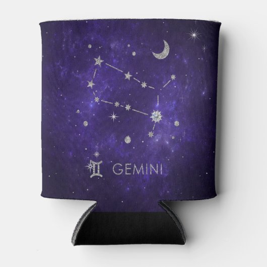 〔占星術の〕十二宮図パープルジェミニ |宇宙占星術占星術 缶クーラー (正面)
