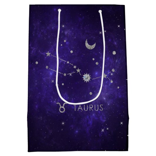 〔占星術の〕十二宮図パープルタウロス |宇宙占星術占星術 ミディアムペーパーバッグ (裏面)