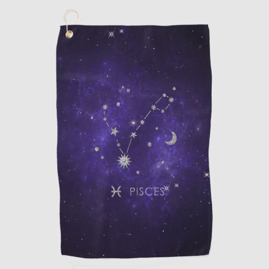 〔占星術の〕十二宮図パープルピセス |宇宙占星術占星術 ゴルフタオル (正面)