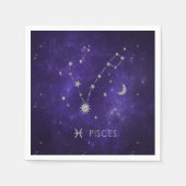 〔占星術の〕十二宮図パープルピセス |宇宙占星術占星術 スタンダードカクテルナプキン (正面)