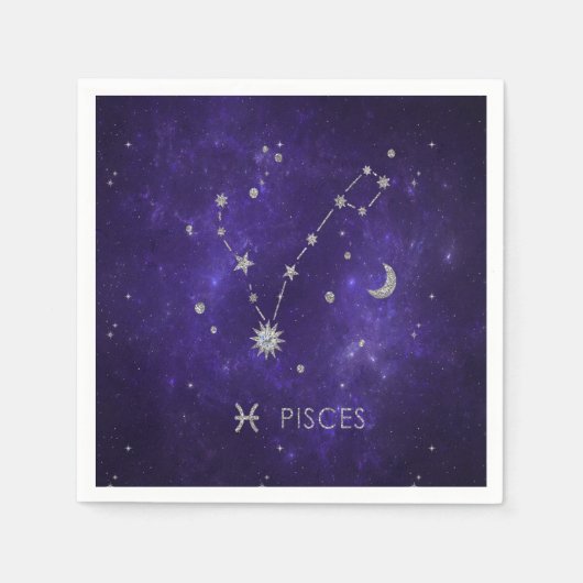 〔占星術の〕十二宮図パープルピセス |宇宙占星術占星術 スタンダードカクテルナプキン (正面)