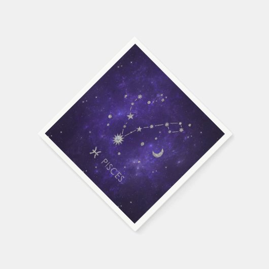 〔占星術の〕十二宮図パープルピセス |宇宙占星術占星術 スタンダードカクテルナプキン (角)