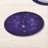 〔占星術の〕十二宮図パープルピセス |宇宙占星術占星術 ラウンドペーパーコースター (アングル)