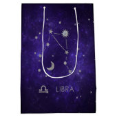 〔占星術の〕十二宮図パープルリブラ |宇宙占星術占星術 ミディアムペーパーバッグ (裏面)