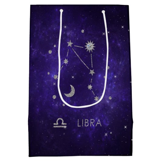 〔占星術の〕十二宮図パープルリブラ |宇宙占星術占星術 ミディアムペーパーバッグ (裏面)