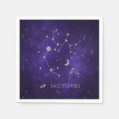 〔占星術の〕十二宮図パープル射手座 |占星術占星術 スタンダードカクテルナプキン (正面)