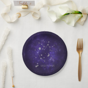 〔占星術の〕十二宮図パープル射手座 占星術占星術 ペーパープレート